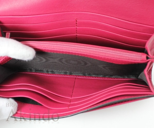 2つ折り 長財布GG インターロッキングG コンチネンタルウォレット 二つ折り長財布 369663 マゼンタ レディース