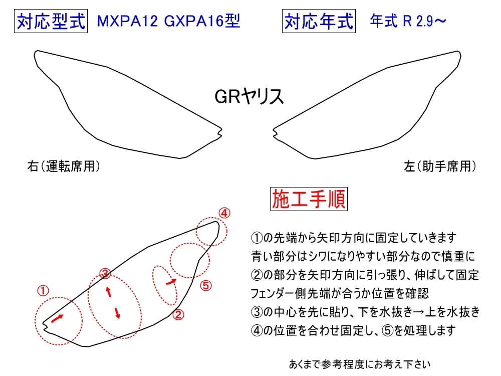ヘッドライトプロテクションフィルム (GRヤリス) 車種専用 カット済み 左右セット ヘッドライト保護 GR YARIS MXPA12 GXPA16 トヨタ用