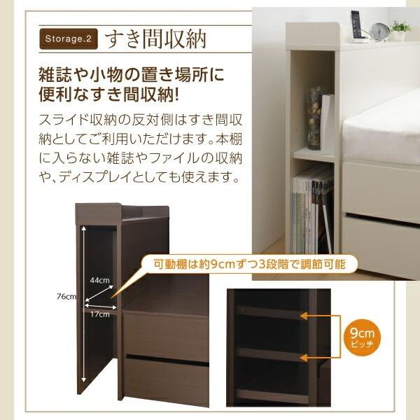 組立 設置付 チェスト ダブルベッド 薄型ポケットコイルマットレス セット キャスター付 本棚 引出し ヘッドボード ベッド下 収納 棚 コンセント