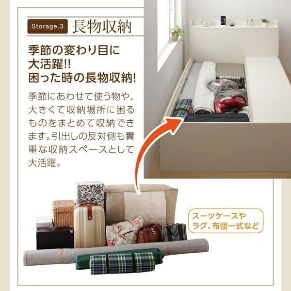 組立 設置付 チェスト ダブルベッド 薄型ポケットコイルマットレス セット キャスター付 本棚 引出し ヘッドボード ベッド下 収納 棚 コンセント