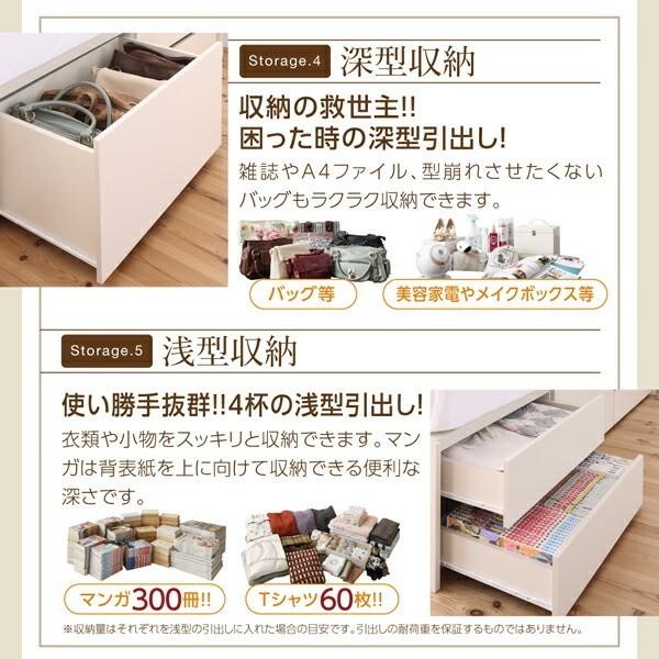 組立 設置付 チェスト ダブルベッド 薄型ポケットコイルマットレス セット キャスター付 本棚 引出し ヘッドボード ベッド下 収納 棚 コンセント