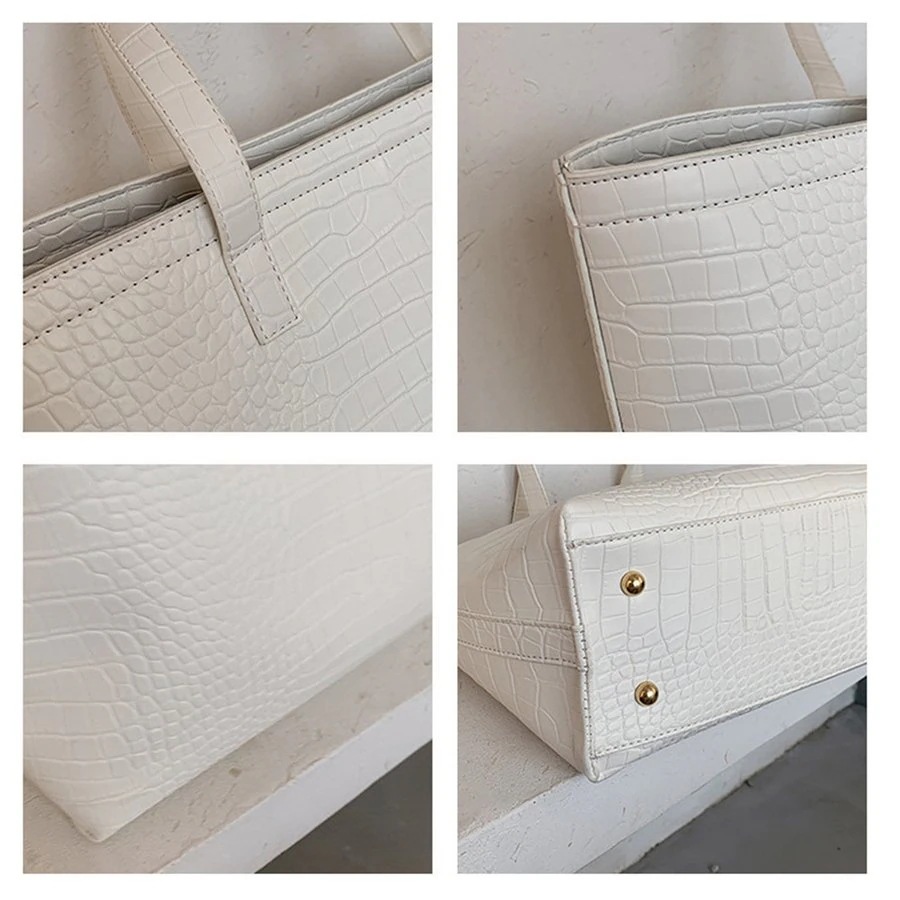 A4 トートバッグ クロコダイル柄 鞄 かばん ブラック ベージュ ライトブラウン ホワイト イエロ A4 トートバッグ クロコダイル柄 鞄 かばん ブラック ベージュ ライトブラウン ホワイト イエロ