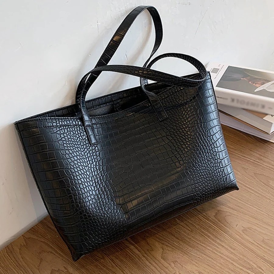 A4 トートバッグ クロコダイル柄 鞄 かばん ブラック ベージュ ライトブラウン ホワイト イエロ A4 トートバッグ クロコダイル柄 鞄 かばん ブラック ベージュ ライトブラウン ホワイト イエロ