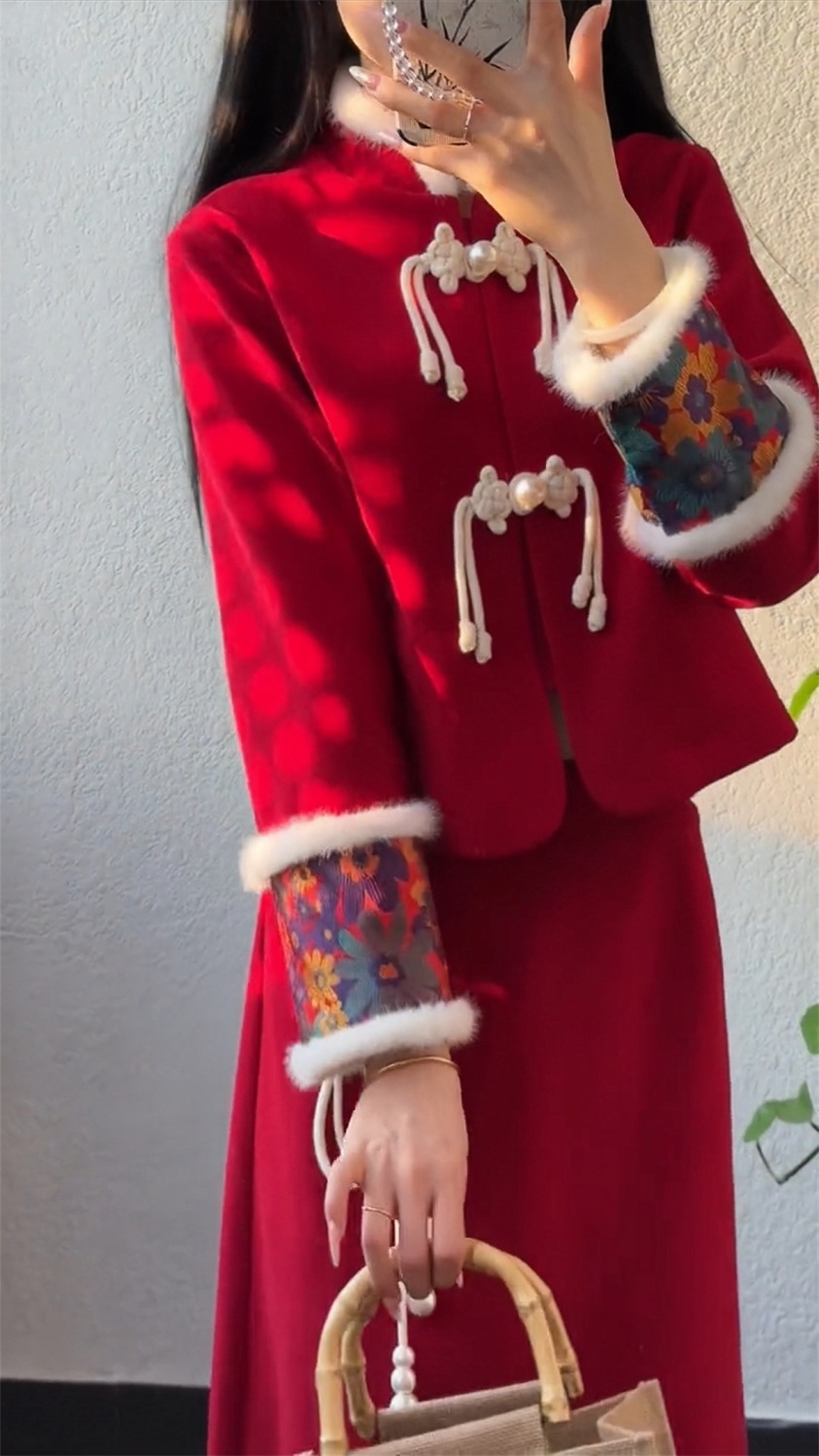 デザイン感秋冬 新年セットファッション クリスマス 衣装 新しい中国風 2点セット デザイン感秋冬 新年セットファッション クリスマス 衣装 新しい中国風 2点セット