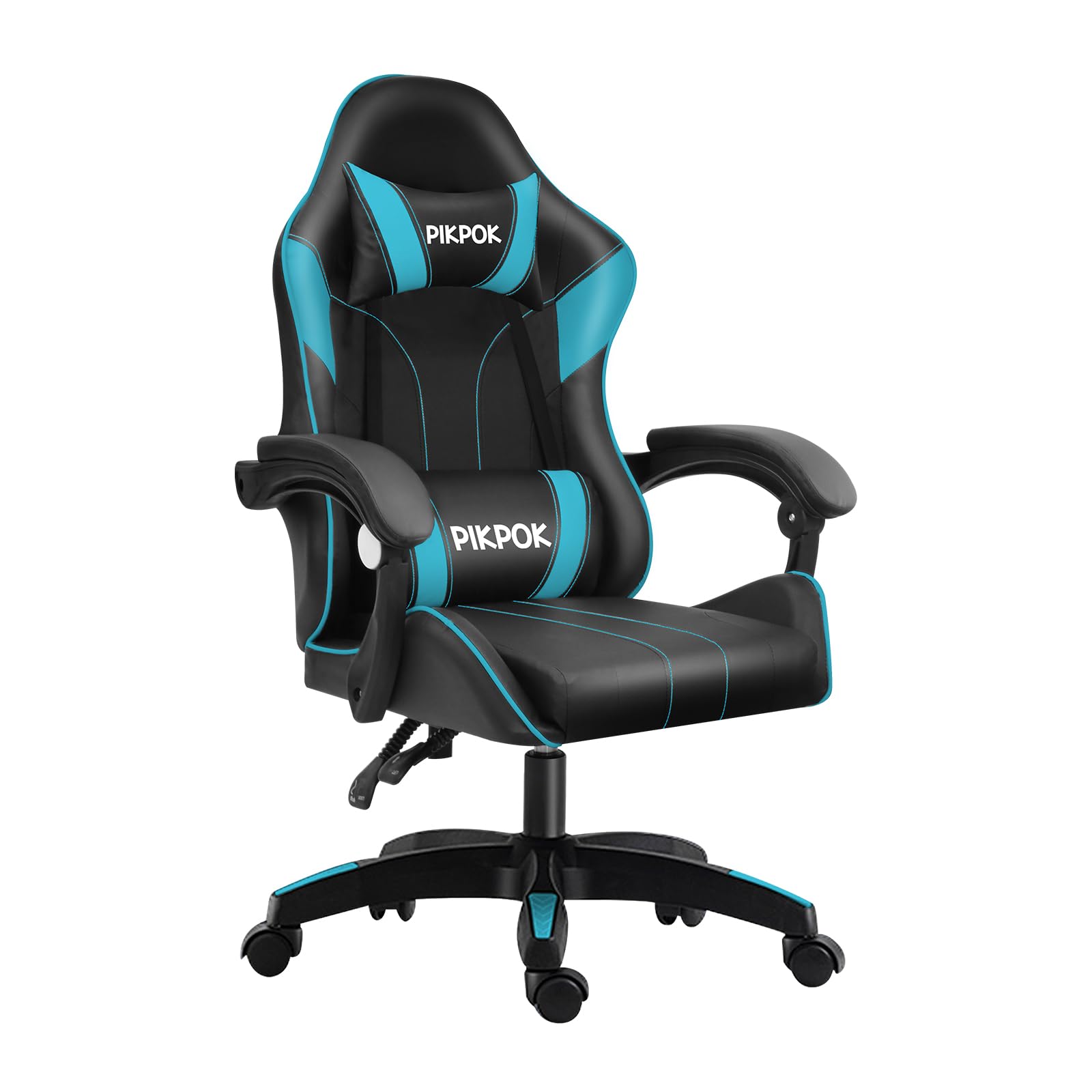 PikPok ゲーミングチェア pcチェア 椅子 デスクチェア ゲーム用チェア リクライニング パソコンチェア ハイバック ヘッドレスト ランバーサポート ひじ掛け付き 高さ調整機能 PUレザー (3