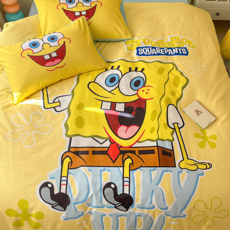漫画のスポンジの赤ちゃんのプリントの綿のベッドの4つのセットの純綿の家庭用シーツの布団カバーのベッド用品の3つのセット