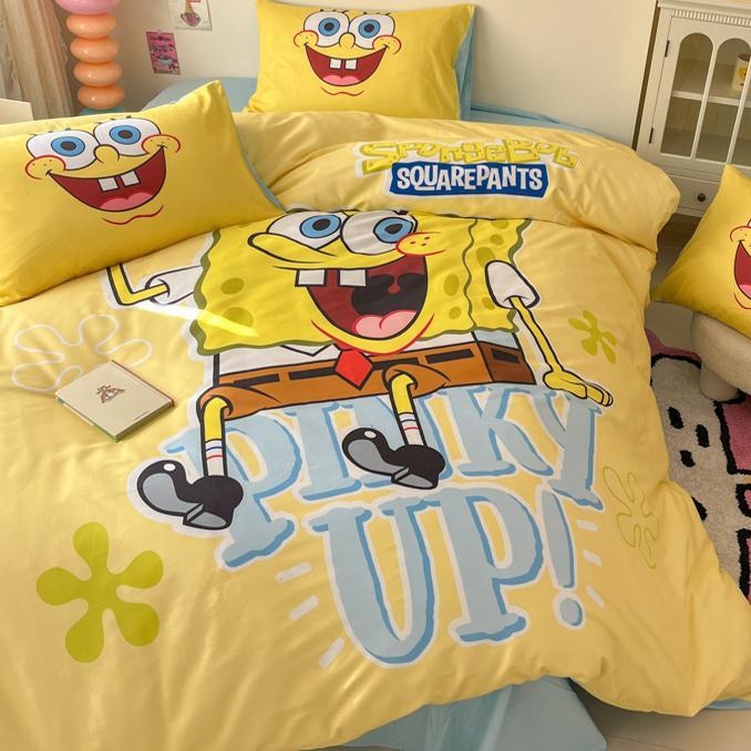 漫画のスポンジの赤ちゃんのプリントの綿のベッドの4つのセットの純綿の家庭用シーツの布団カバーのベッド用品の3つのセット