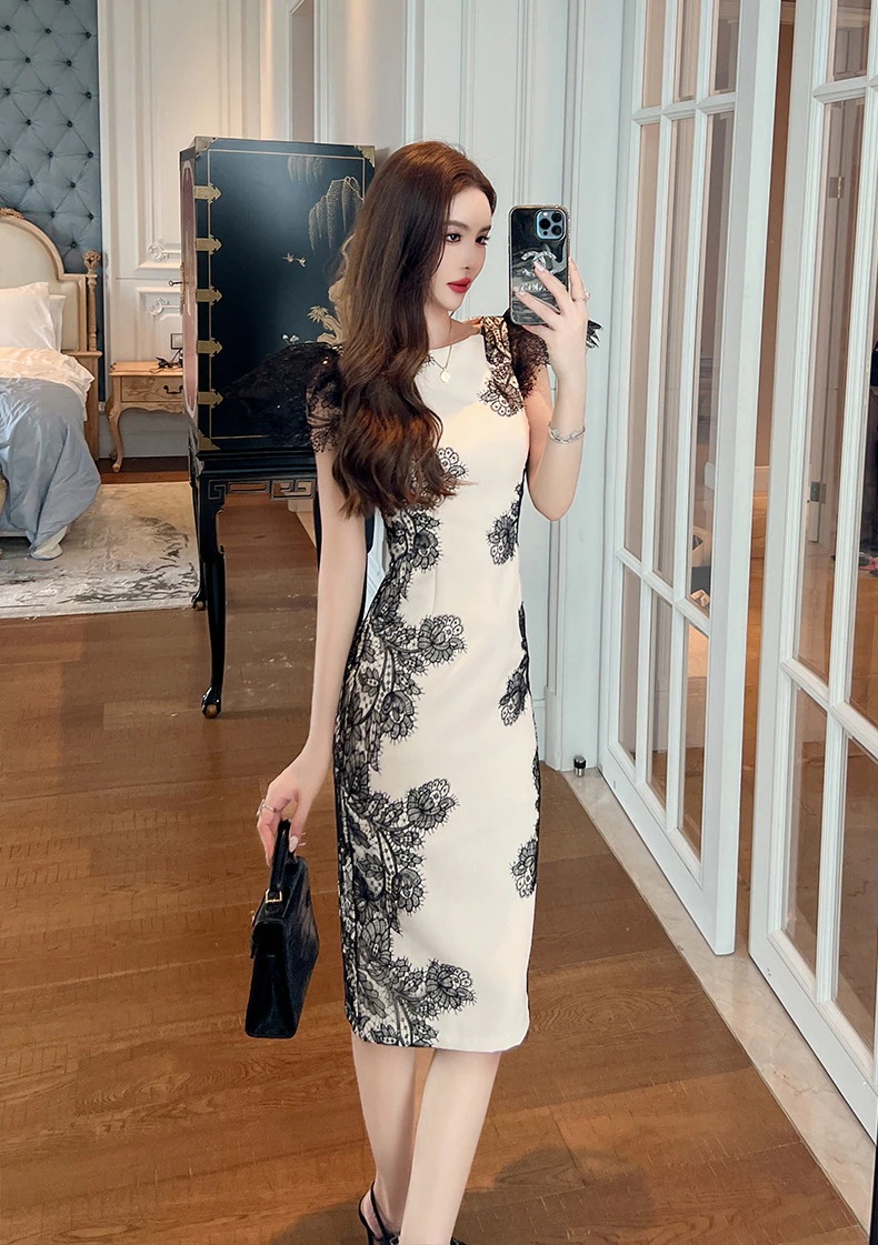 【JY.上品】 刺繍 ワンピース レース タイト スリム チャイナドレス 夏 パーティードレス キャバ 大人 同窓会 披露宴 卒業式 結婚式 演奏会 ウェディング 二次会 発表会