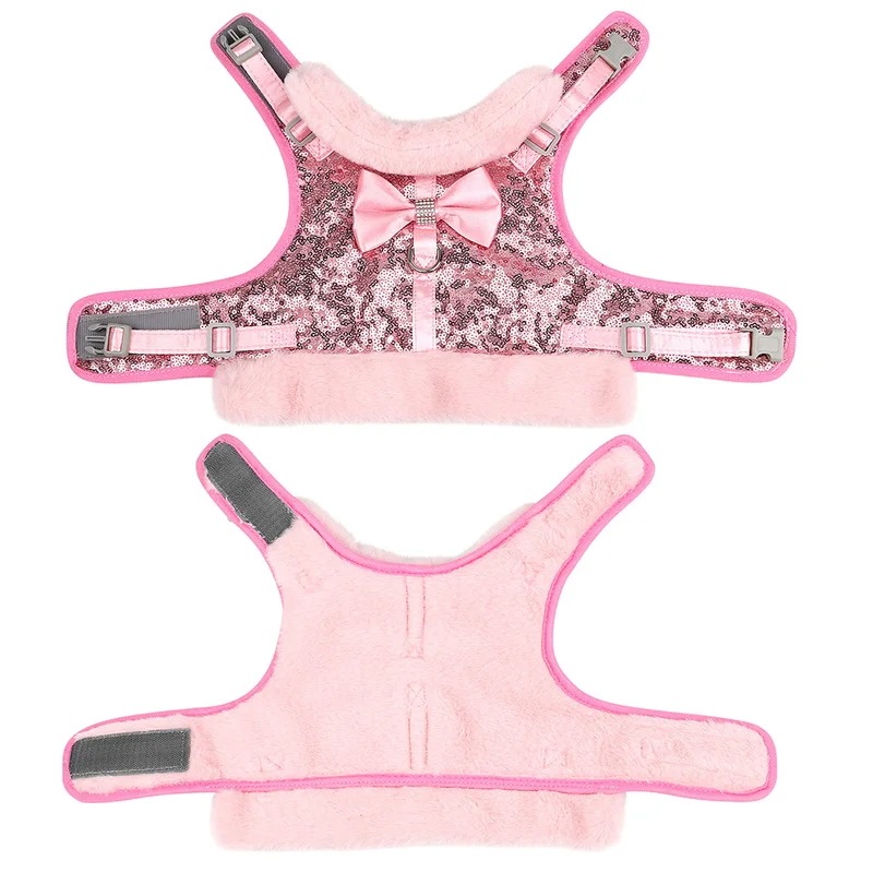 冬用のソフトシリコンハーネス,犬と猫用の毛皮の子犬とチワワがセットされたベスト,蝶ネクタイ付き,防寒着 冬用のソフトシリコンハーネス,犬と猫用の毛皮の子犬とチワワがセットされたベスト,蝶ネクタイ付き,防寒着