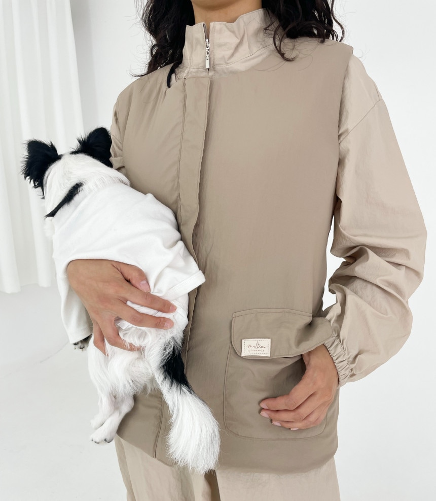 [MATIA]リバーシブル軽量ダウンジャケット/ベスト 愛犬美容 美容師 ガウン 防水 防毛 美容服