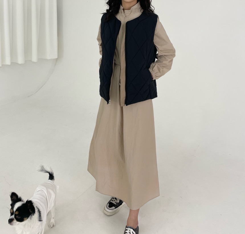 [MATIA]リバーシブル軽量ダウンジャケット/ベスト 愛犬美容 美容師 ガウン 防水 防毛 美容服