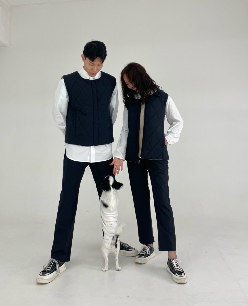 [MATIA]リバーシブル軽量ダウンジャケット/ベスト 愛犬美容 美容師 ガウン 防水 防毛 美容服