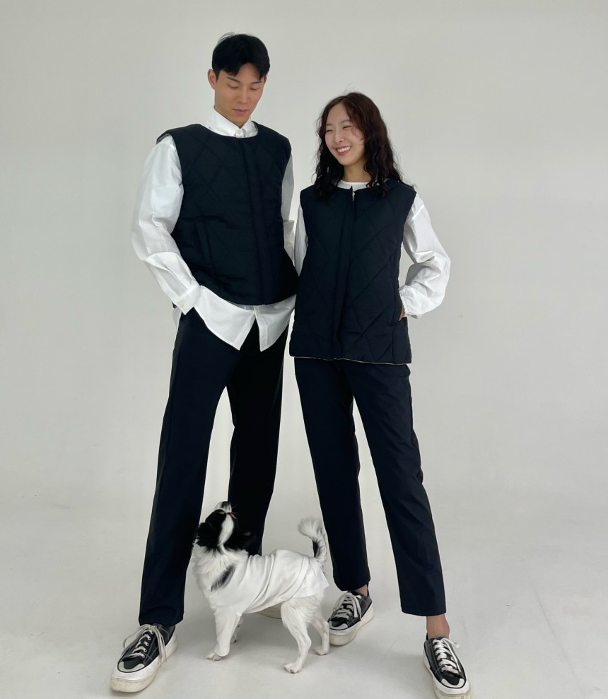 [MATIA]リバーシブル軽量ダウンジャケット/ベスト 愛犬美容 美容師 ガウン 防水 防毛 美容服