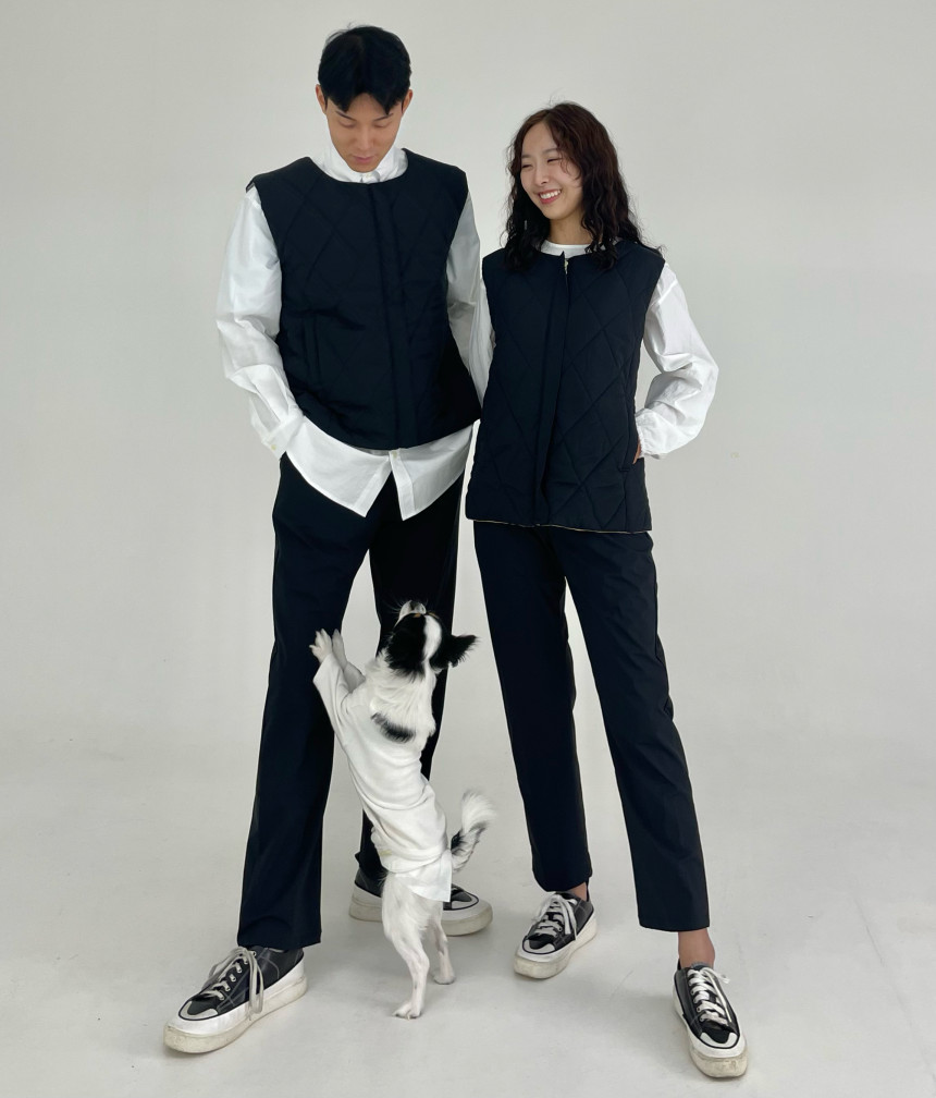 [MATIA]リバーシブル軽量ダウンジャケット/ベスト 愛犬美容 美容師 ガウン 防水 防毛 美容服