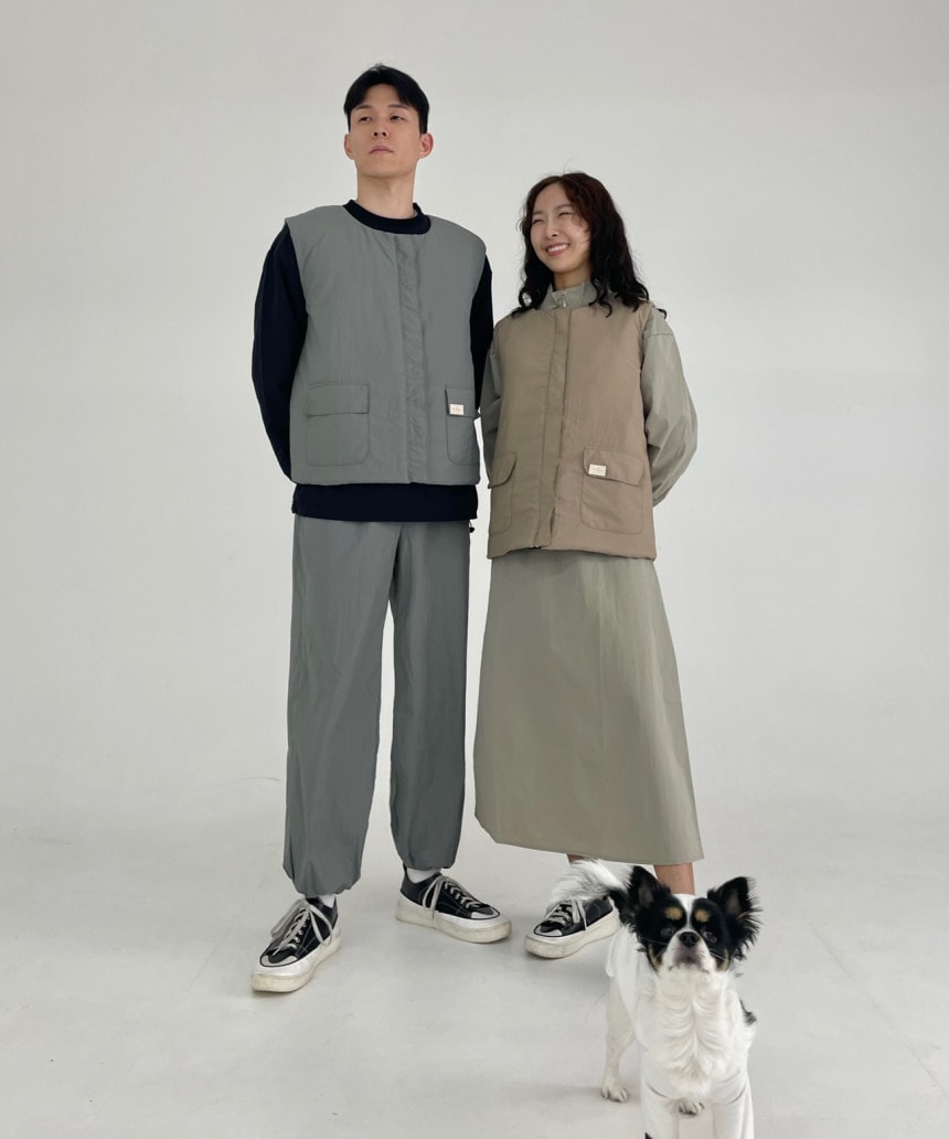 [MATIA]リバーシブル軽量ダウンジャケット/ベスト 愛犬美容 美容師 ガウン 防水 防毛 美容服