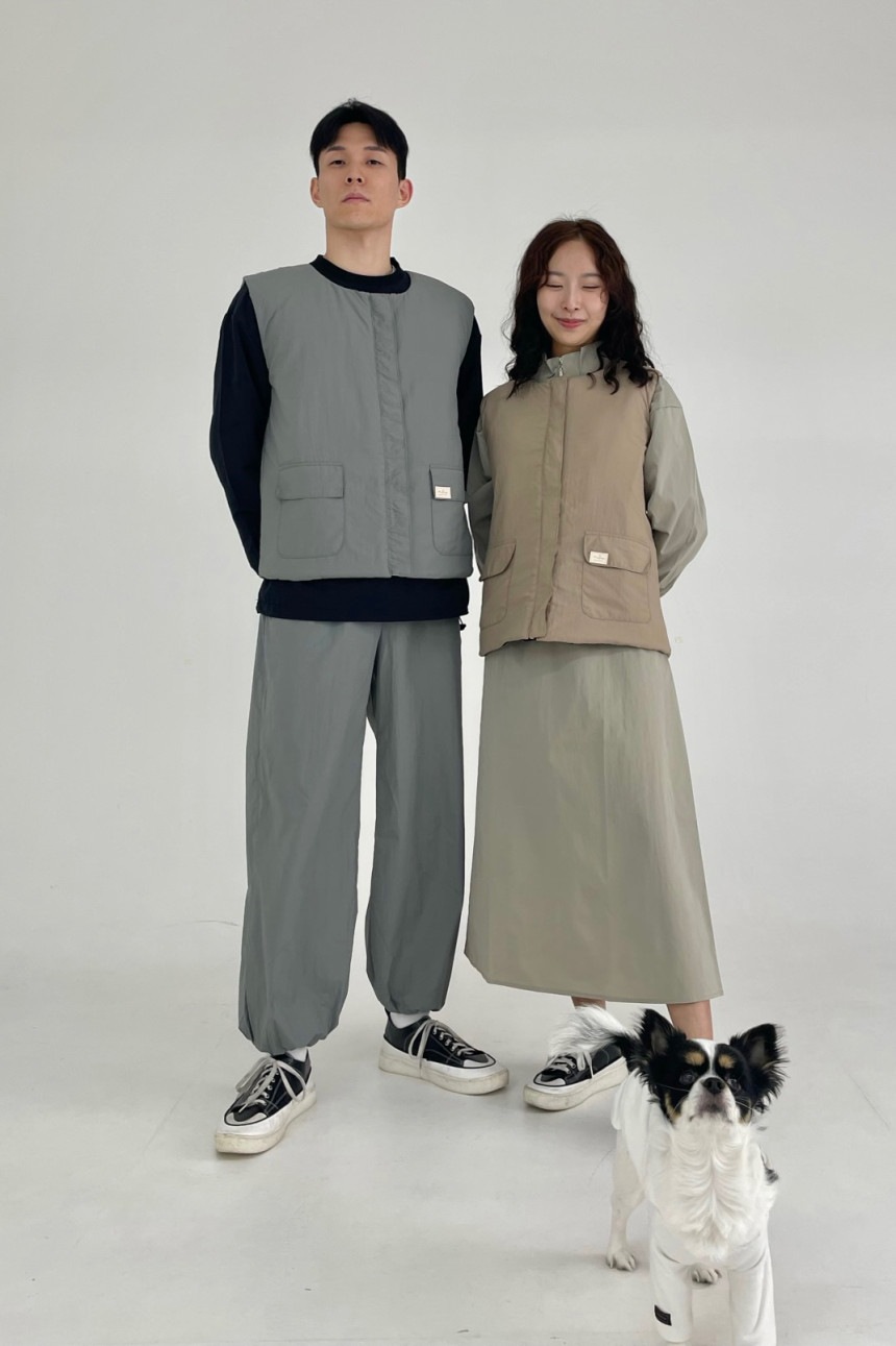 [MATIA]リバーシブル軽量ダウンジャケット/ベスト 愛犬美容 美容師 ガウン 防水 防毛 美容服