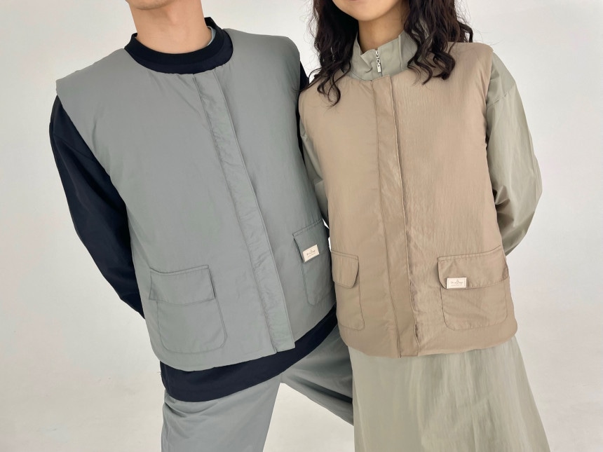 [MATIA]リバーシブル軽量ダウンジャケット/ベスト 愛犬美容 美容師 ガウン 防水 防毛 美容服