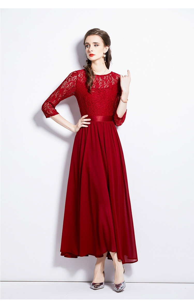 お見逃しなくS~4L2色ブラック レッド ワンピース レースワンピース 7分袖ワンピ パーティー 結婚式 二次会 披露宴 小さいサイズから大きいサイズおしゃれ上品感!ボリューム感 花柄レースシ お見逃しなくS~4L2色ブラック レッド ワンピース レースワンピース 7分袖ワンピ パーティー 結婚式 二次会 披露宴 小さいサイズから大きいサイズおしゃれ上品感!ボリューム感 花柄レースシ