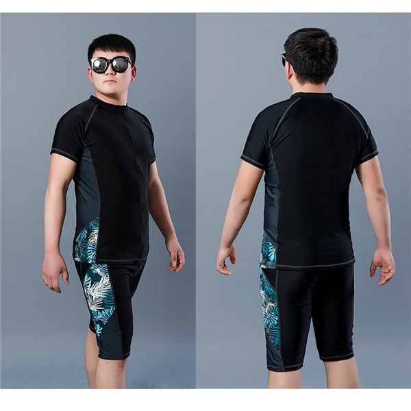 水着 メンズ 上下セット セットアップ パパ 半袖 ラッシュガード ハーフパンツ ブラック スポーツ水着 ジム スポーツジム プール 海 ブラック 大きいサイズ 3L 4L 5L 6L 7L 8L 9