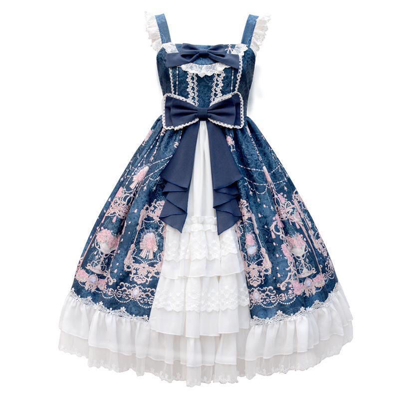 二次元 女の子 ロリータプリンセスドレス ロリータ花可愛いミリ ロリエレガントサスペンダードレス