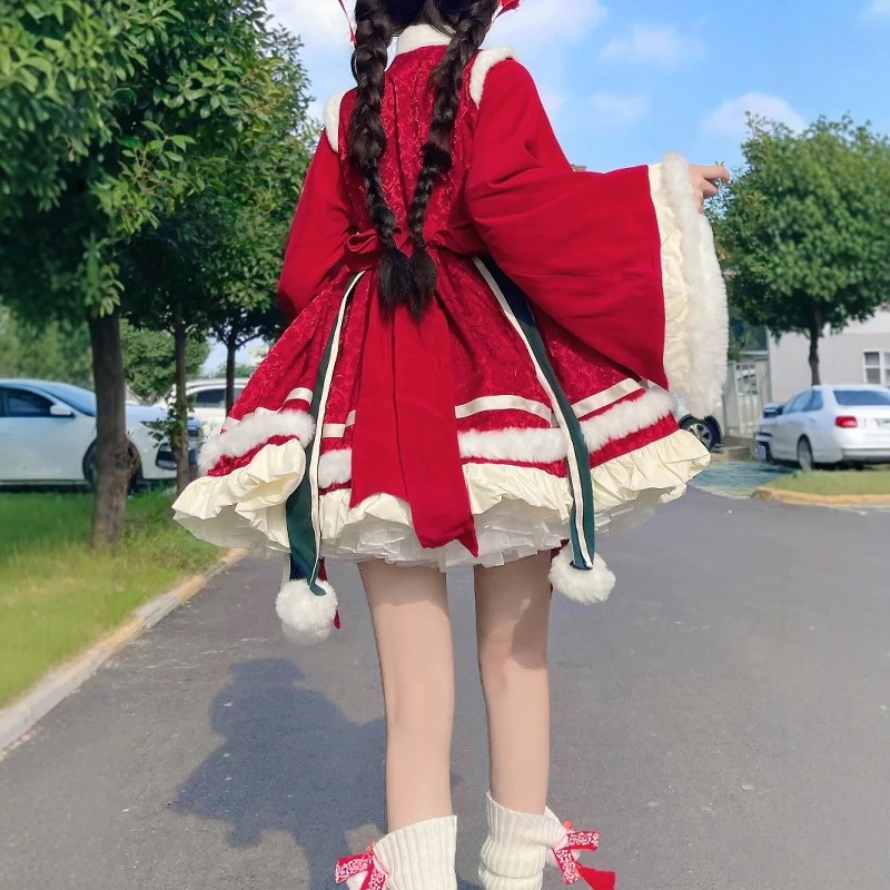 Lolita秋冬ベルベットワンピースロリータはスカートを着たことがある元日ワンピース新しい軍服がかわいい Lolita秋冬ベルベットワンピースロリータはスカートを着たことがある元日ワンピース新しい軍服がかわいい