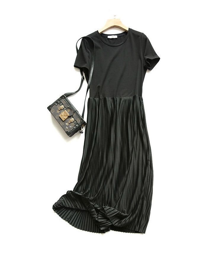 【2点購入25O円OFF】ワンピース 2024新作 夏物 半袖 薄手スカート プリーツ 着痩せ 【2点購入25O円OFF】ワンピース 2024新作 夏物 半袖 薄手スカート プリーツ 着痩せ