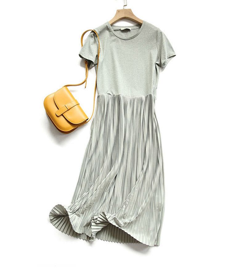 【2点購入25O円OFF】ワンピース 2024新作 夏物 半袖 薄手スカート プリーツ 着痩せ 【2点購入25O円OFF】ワンピース 2024新作 夏物 半袖 薄手スカート プリーツ 着痩せ