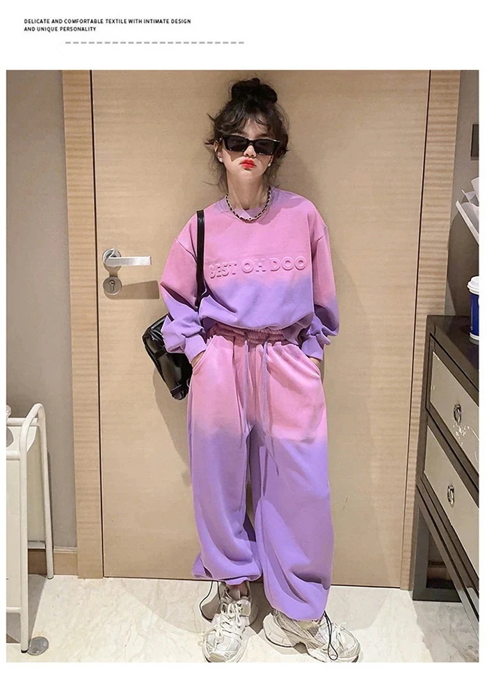 子供ジャージ 女の子 ジャージ キッズ 子供服 セットアップグラデーション 春秋服 長袖 ロングパンツ 長ズボン 韓国子供服 スポーツ トレーナー 運動着