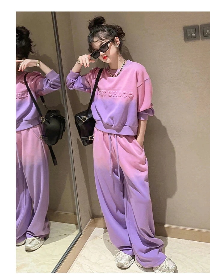 子供ジャージ 女の子 ジャージ キッズ 子供服 セットアップグラデーション 春秋服 長袖 ロングパンツ 長ズボン 韓国子供服 スポーツ トレーナー 運動着