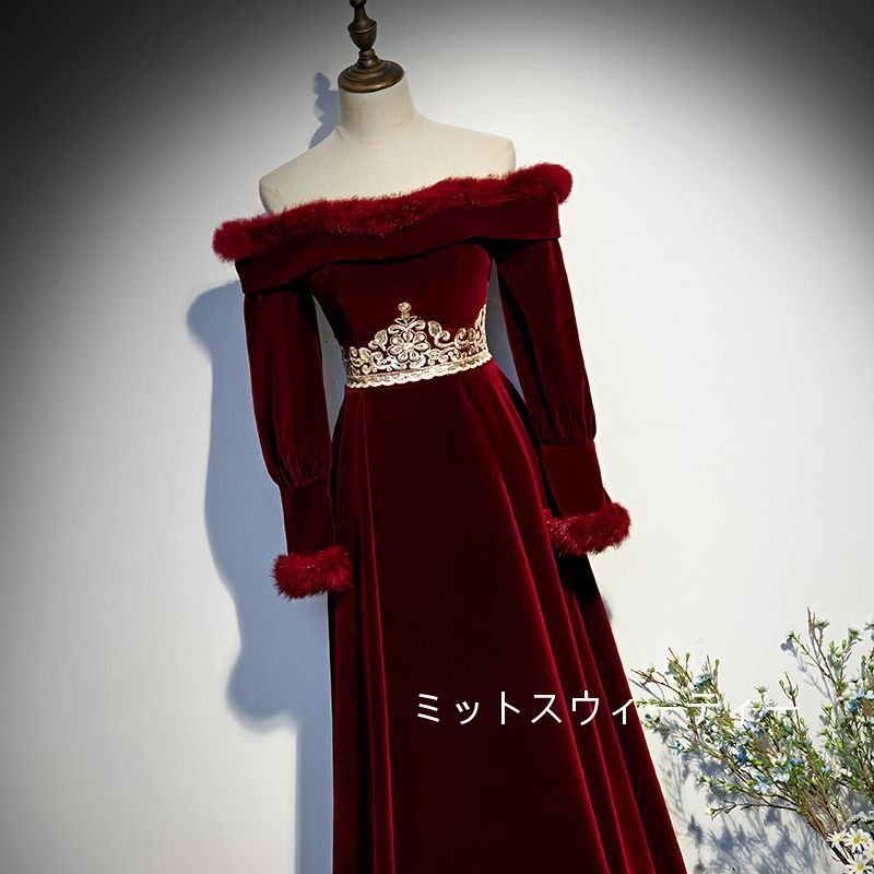 パーティードレス 演奏会 カラードレス ロングドレス オフショルダー イブニングドレス 二次会 aラ