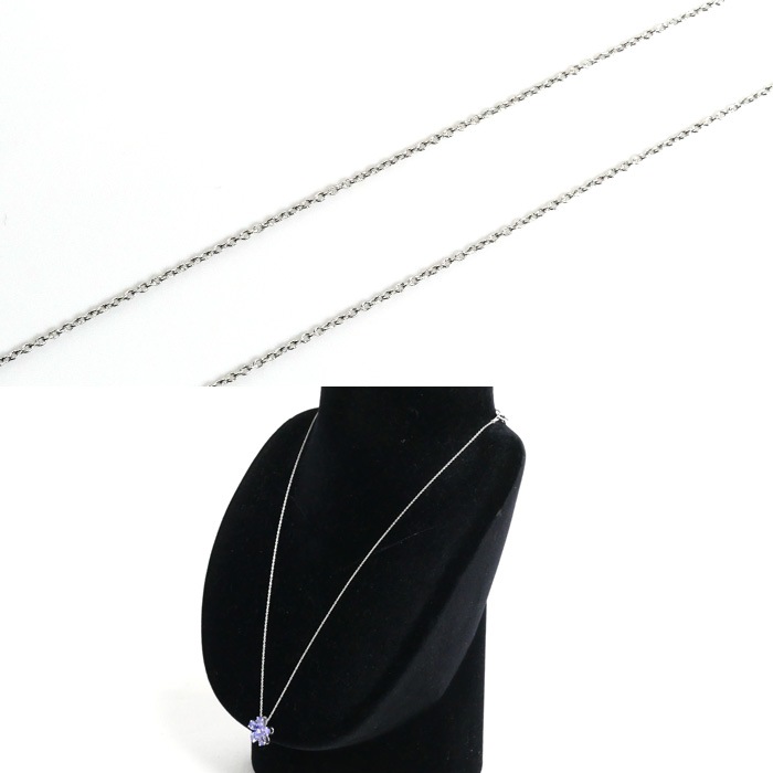 K18WG ホワイトゴールド ネックレス タンザナイト1.80ct ダイヤモンド0.02ct 3.1g -45cm フリーチェーン レディース 中古