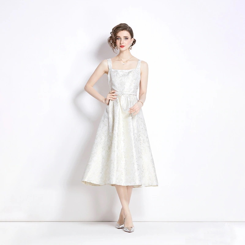 パーティードレス キャミワンピース新型重工ジャカード腰ストラップ 気質ドレススカート パーティードレス キャミワンピース新型重工ジャカード腰ストラップ 気質ドレススカート