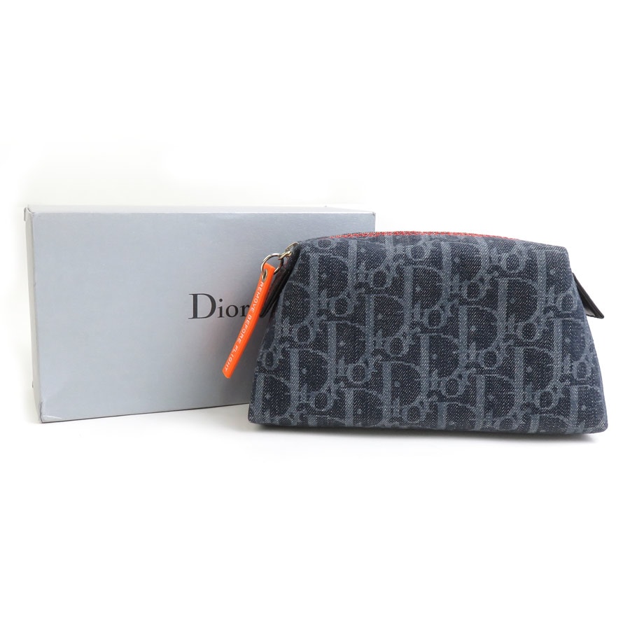 クリスチャンディオール Christian Dior ポーチ フライトライン デニム ネイビー レディース r10218g