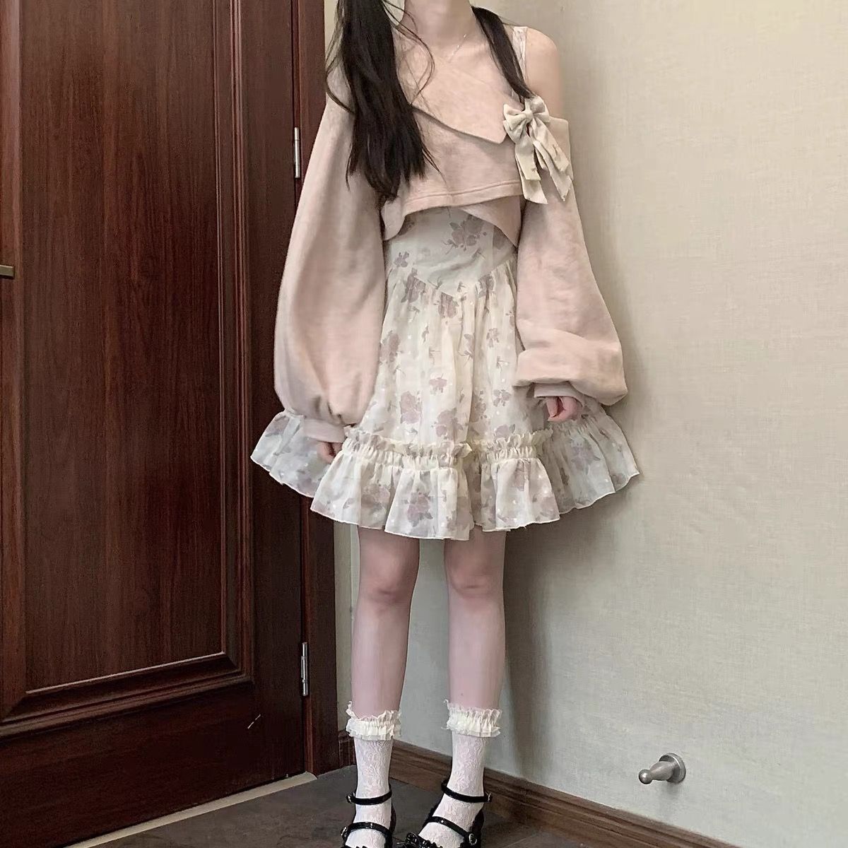 コスプレ 脚魅せミニ 春夏 新作 可愛らしい ワンピース 二点セット ティーブレイク愛されドッキングワンピース