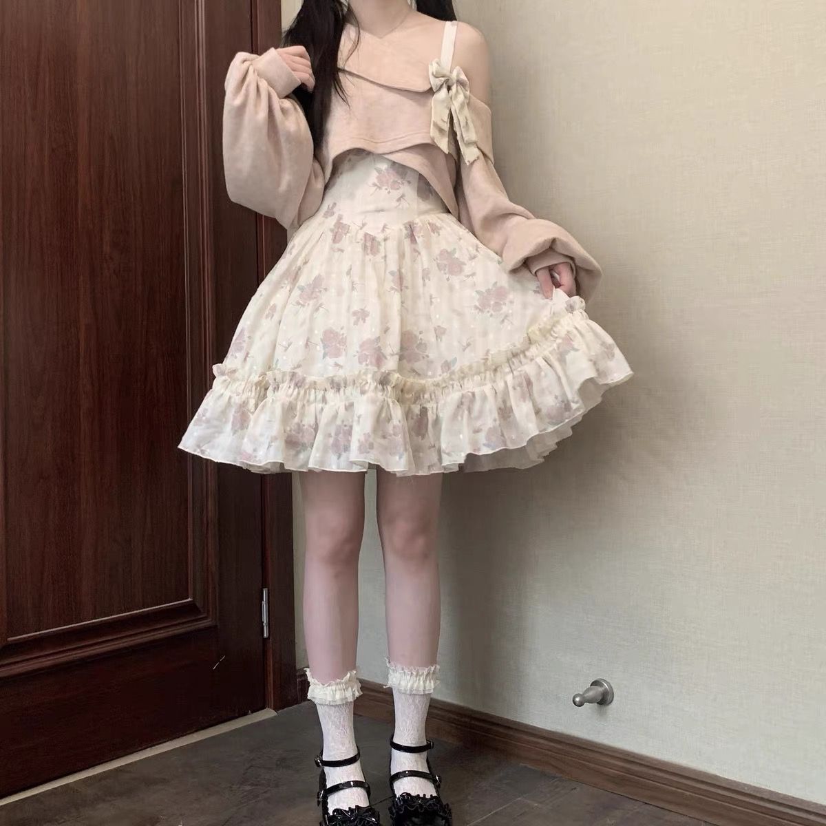 コスプレ 脚魅せミニ 春夏 新作 可愛らしい ワンピース 二点セット ティーブレイク愛されドッキングワンピース