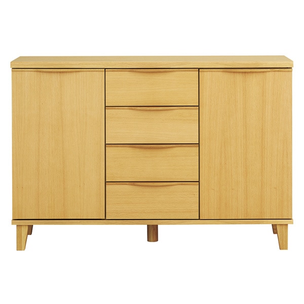 キャビネット リビングボード 北欧風 突板仕上げ 約幅127cm 収納 リビングチェスト たんす カウンター下収納 北欧 完成品 収納棚 リビング収納 木目 ブラウン ナチュラル おしゃれ 開梱設置