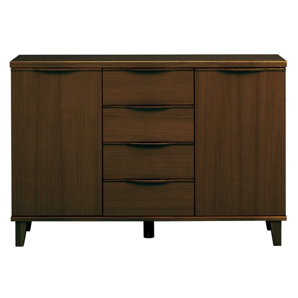 キャビネット リビングボード 北欧風 突板仕上げ 約幅127cm 収納 リビングチェスト たんす カウンター下収納 北欧 完成品 収納棚 リビング収納 木目 ブラウン ナチュラル おしゃれ 開梱設置