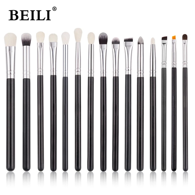 Beili-プロのメイクアップブラシセット,ファンデーション,アイシャドウ,アイブロウ,ロゴなし,天然ヤギの毛,15個,25個,30個