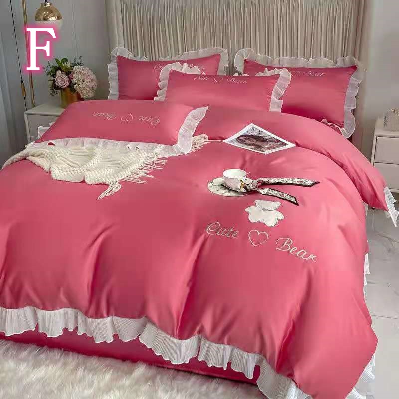 7色 布団セット無地ベッドの上4点セット氷の糸 ダブル寝具かわいいプリンセス風 掛け布団カバー 7色 布団セット無地ベッドの上4点セット氷の糸 ダブル寝具かわいいプリンセス風 掛け布団カバー