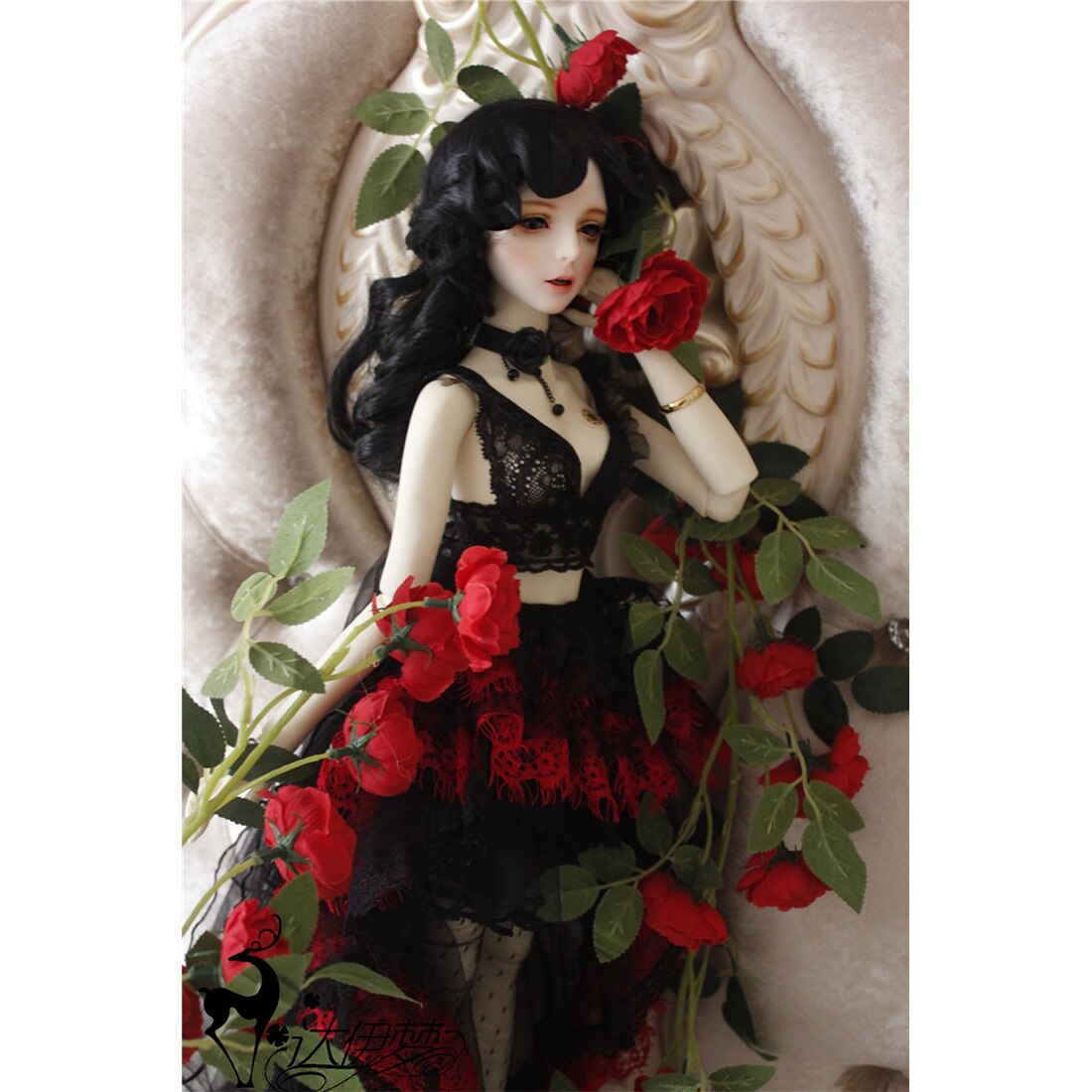 人形衣装ブラックローズのウェディングドレス1/4のための1/3 bjd人形脳のおもちゃ子供知育玩具誕生日プレゼント-いいえ人形 人形衣装ブラックローズのウェディングドレス1/4のための1/3 bjd人形脳のおもちゃ子供知育玩具誕生日プレゼント-いいえ人形