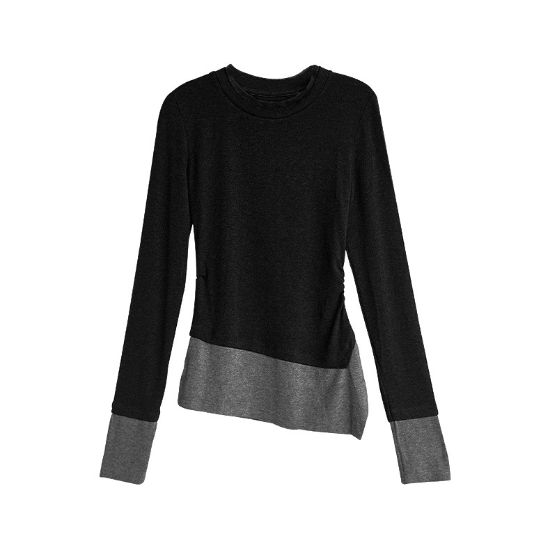 秋着痩せ甘辛不規則スリットスリットトップス 秋着痩せ甘辛不規則スリットスリットトップス