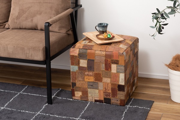 キューブスツール 本革 合皮 木フレーム ウィービングベルト キューブスツール 本革 合皮 木フレーム ウィービングベルト