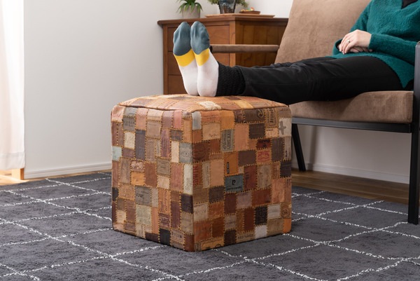 キューブスツール 本革 合皮 木フレーム ウィービングベルト キューブスツール 本革 合皮 木フレーム ウィービングベルト