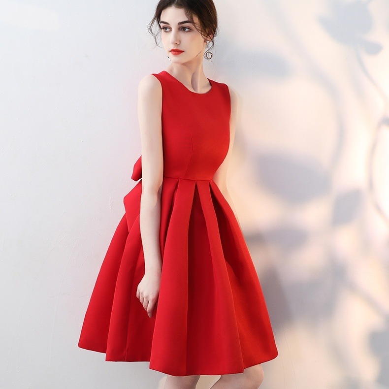 ドレス 衣装 ドレスワンピース カクテルドレス ノースリーブドレス ミニドレス ミニ丈 袖なし バックリボン ビックりぼんフレア ステージドレス 発表会 タイト かわいい 大人可愛い きれいめ