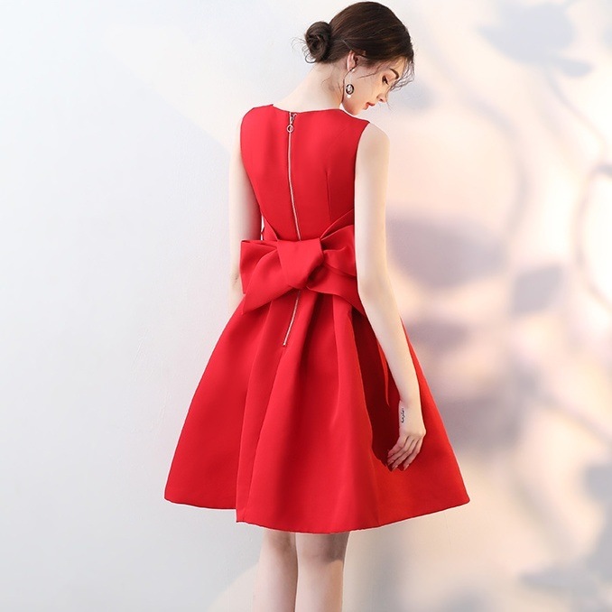 ドレス 衣装 ドレスワンピース カクテルドレス ノースリーブドレス ミニドレス ミニ丈 袖なし バックリボン ビックりぼんフレア ステージドレス 発表会 タイト かわいい 大人可愛い きれいめ