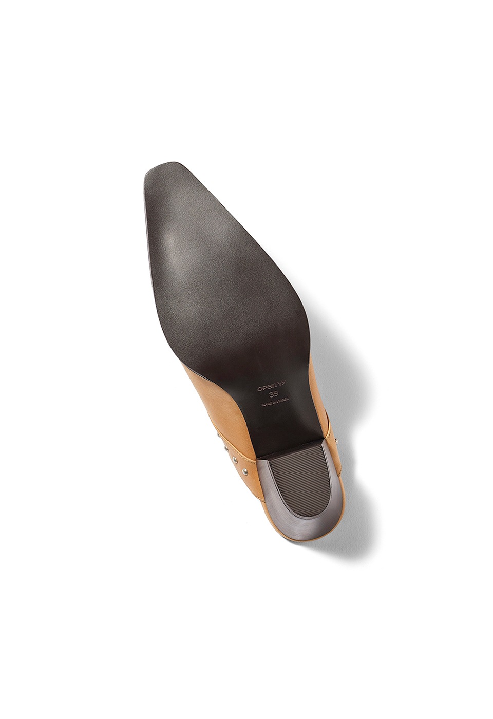 OPEN Yy】 HEART STUD WESTERN MULES : BEIGE ミュール