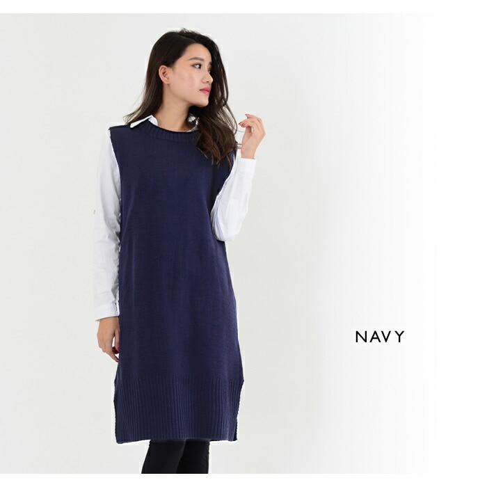 【急速出荷】ワンピース レディース ニットワンピース ニット 紺 ミディアム ロング 秋 冬 秋冬 スリット トップス ニットワンピ ひざ丈 ミディアム丈ワンピ ロング 大人 ヒザ丈 マキシ ノースリ