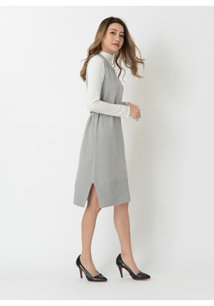 【急速出荷】ワンピース レディース ニットワンピース ニット 紺 ミディアム ロング 秋 冬 秋冬 スリット トップス ニットワンピ ひざ丈 ミディアム丈ワンピ ロング 大人 ヒザ丈 マキシ ノースリ