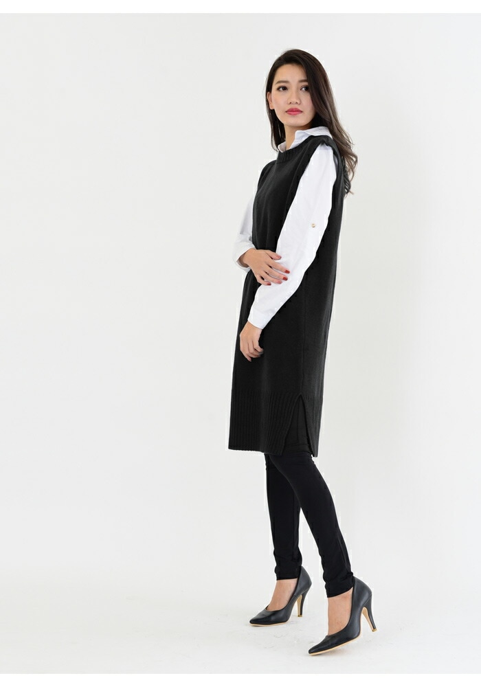 【急速出荷】ワンピース レディース ニットワンピース ニット 紺 ミディアム ロング 秋 冬 秋冬 スリット トップス ニットワンピ ひざ丈 ミディアム丈ワンピ ロング 大人 ヒザ丈 マキシ ノースリ