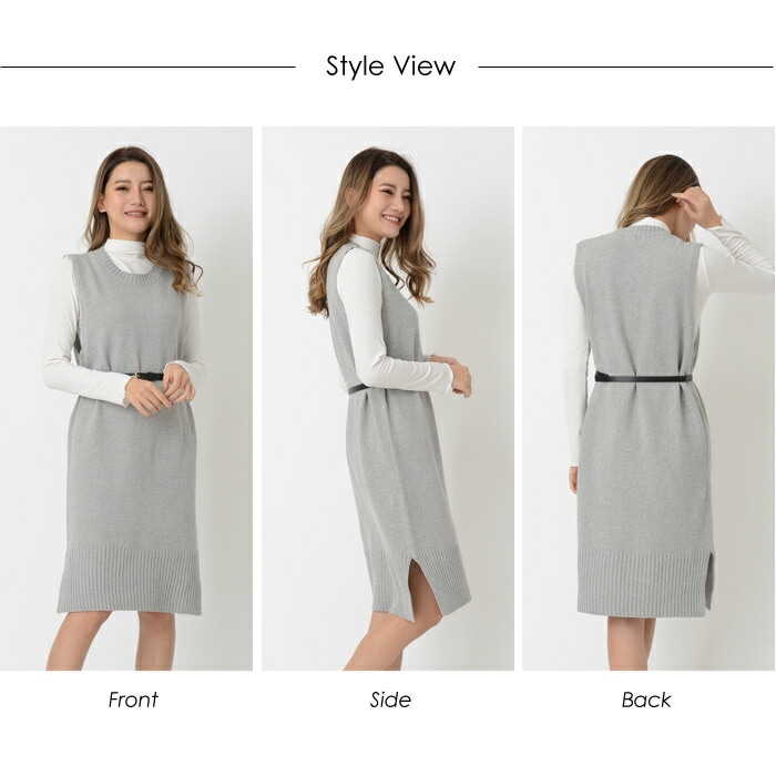 【急速出荷】ワンピース レディース ニットワンピース ニット 紺 ミディアム ロング 秋 冬 秋冬 スリット トップス ニットワンピ ひざ丈 ミディアム丈ワンピ ロング 大人 ヒザ丈 マキシ ノースリ